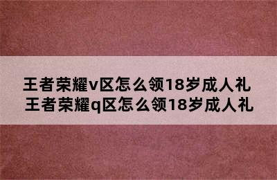 王者荣耀v区怎么领18岁成人礼 王者荣耀q区怎么领18岁成人礼